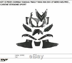 Set 12 Pieces Fairing Yamaha Tmax T Max 500 Black Neutral Year 2001