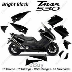 Set 10 Pièces Carénage Yamaha T Max Tmax 530 Noir Poli