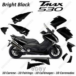 Set Carénage Coques Matières Plastiques Yamaha Tmax T-Max 530 2012 Noir Poli N